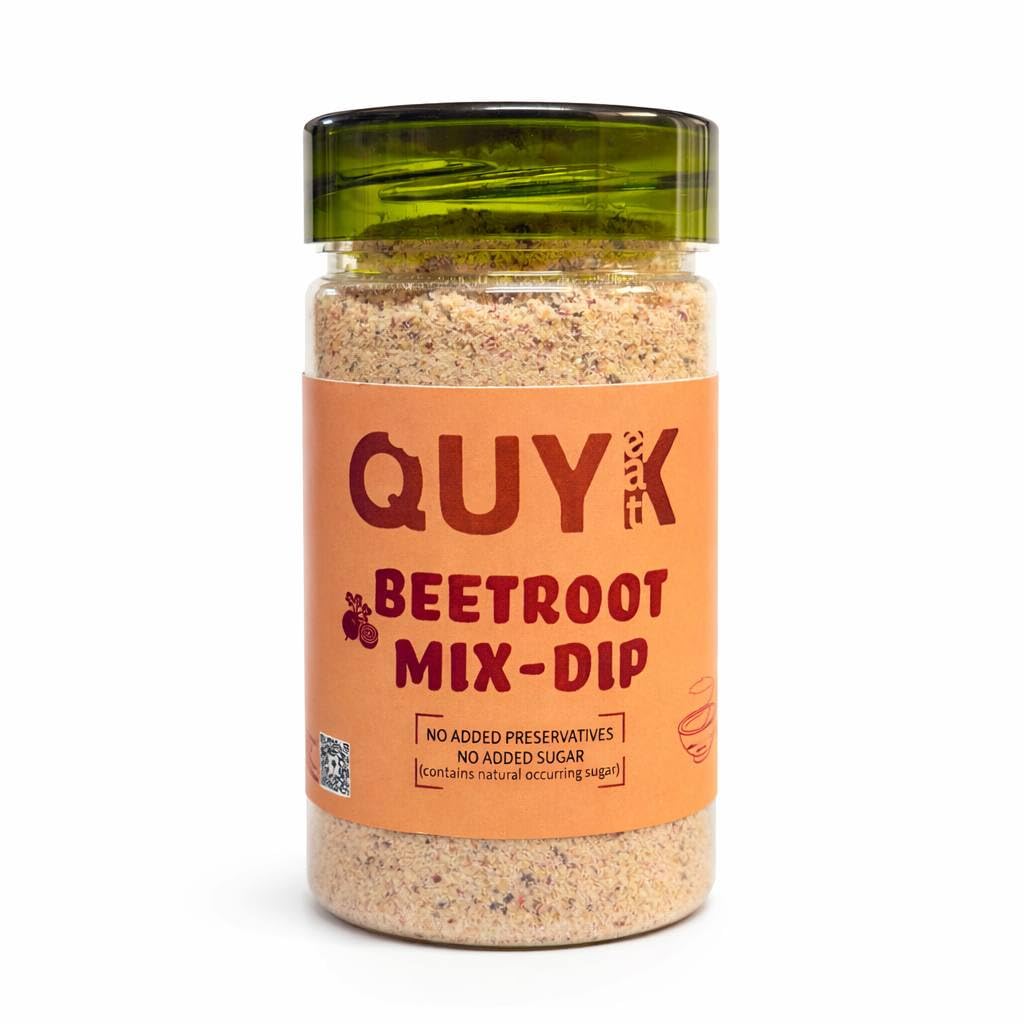 quykeat beetroot dip mix powder | sweet & mild chilli profile | customisable dip & spread base | no added preservatives or sugar | 70g