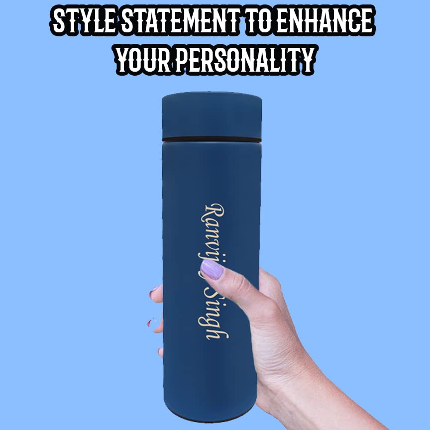 Savri Personalized Stainless Steel Water Bottle with Your Name Permanently Engraved | Customized Bottle Gift for Birthday, Anniversary, Corporate, & New Year - Steel Bottle with Name - (Blue) 500ml 2