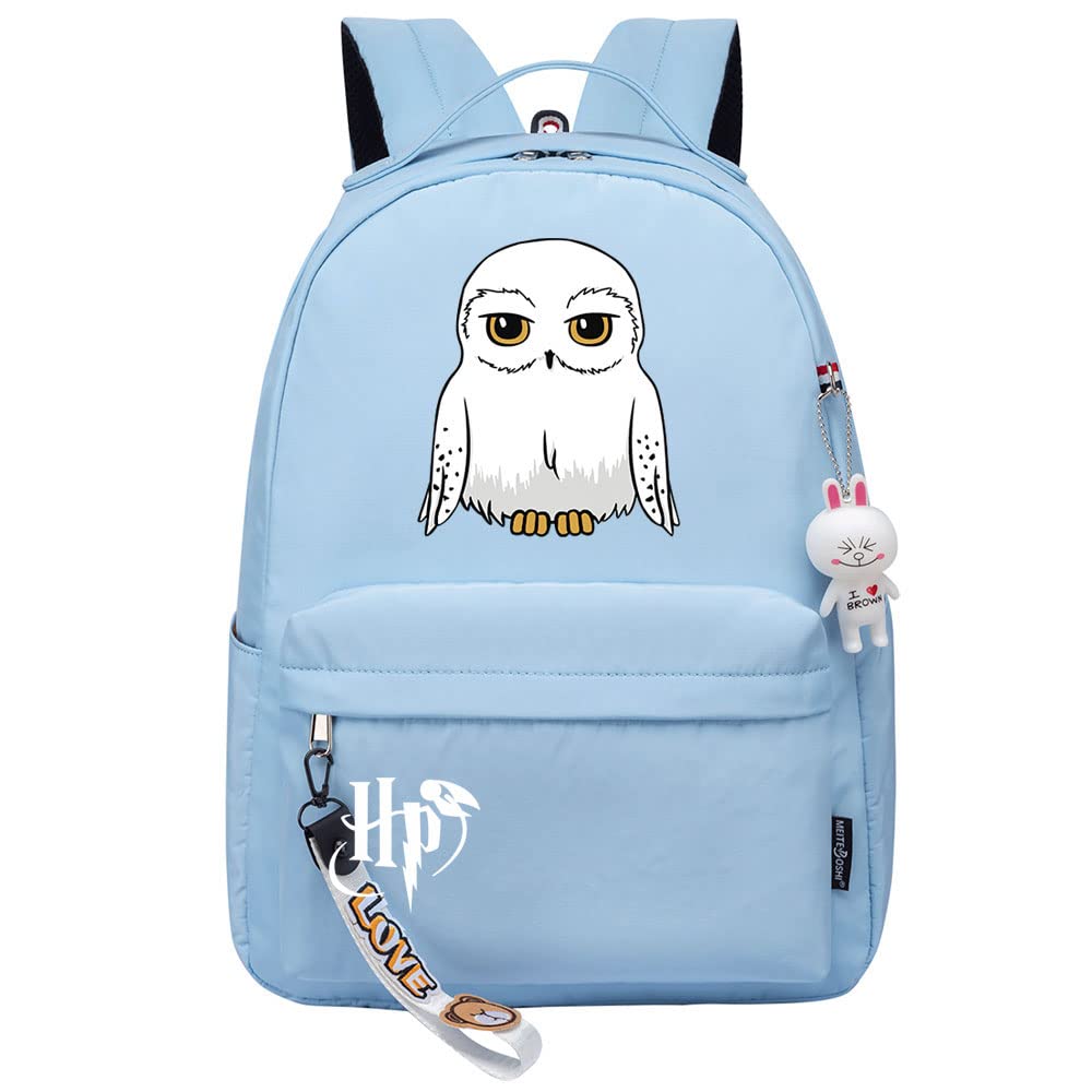 Meetiger Unisex Blue Cute White Owl Hedwig Backpack Harry Magic School Bag Ladies Youth Children Travel Rucksack