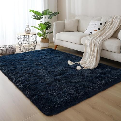 Image of 3x5 feet Soft Area Rug for Living Room and Bedroom, Modern Indoor Floor Carpet with Non-Slip Backing, Comfortable Decorative Home Decor Rug, Easy Clean & Durable- (Blue, Rectangular)