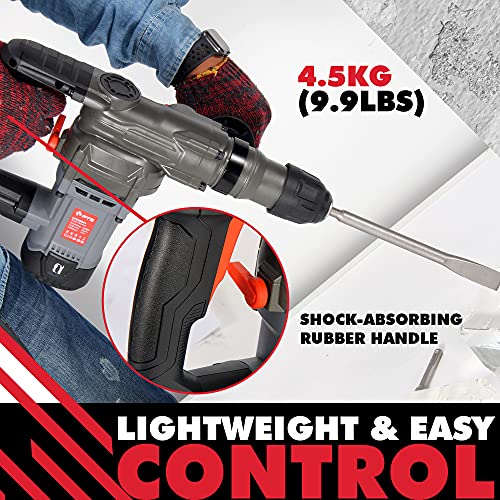 Pts Corded Rotary Hammer Drill 1”26Mm 10Amp 110V Combination Rotary Hammer | Sds Plus | 3 Modes | 2X Brushes, Oil Cap Wrench, Grease, 3X Drills, 2X Chisels‚ And Case Set #TOP3