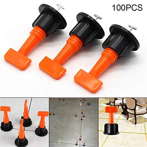 L 100pcs Strumenti per la costruzione della parete del pavimento in ceramica piana 100pcs Sistema di livellamento di piastrelle riutilizzabili Kit sistema di livellamento Kittile per piastrelle