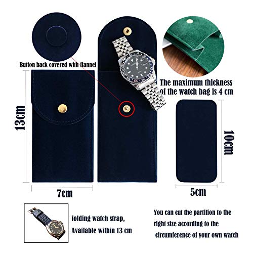 Besforu 4Pcs Watch Travel Case For Men And Women Portable Velvet Watch Pouch Watch Storage Bag And Organizer (4-Green) #TOP3