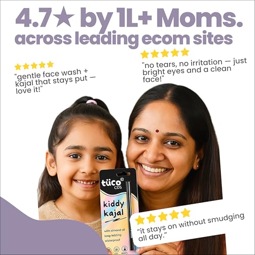 Image of Tuco Kids Face Wash and Kiddy Kajal | Combo Pack of 2 | Brightens Dull Skin | Turmeric & Kakadu Plum | pH Balanced Tear-Free | Ages 2-5, 4-10, 10-15, 5-10 Years | Paraben & Sulphate Free