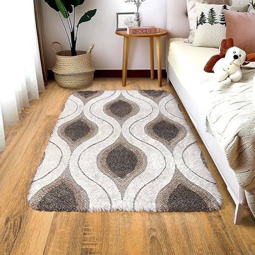 Image of Carpet for Hallway, Kitchen, and Modern Interiors, Cozy Shag Runner for Living Room, Entryway & Office Decor Size 3x5 feet Eye 3D