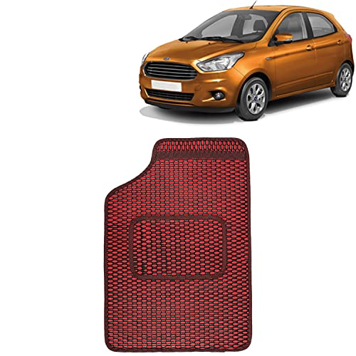 Image of Kingsway kkmrbmdtrd50144 Dotted Style Designer Car Mats for Ford Figo (New Model) (Set of 5, Red)