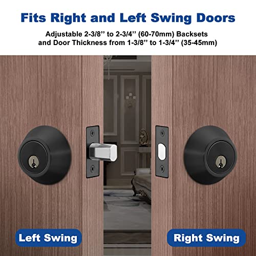Bestten Single Cylinder Deadbolt, Dead Bolt For Front Door And Garage Door, Keyed One Side, Thumb Turn Inside, Matte Black Finish #TOP5