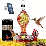 Hummingbird Feeder with Camera, Smart Glass Humming Bird Feeder Camera Solar Powered, AI Identify and Instant Notifications, 2K Live View, Leak-Proof Ant & Bee Proof