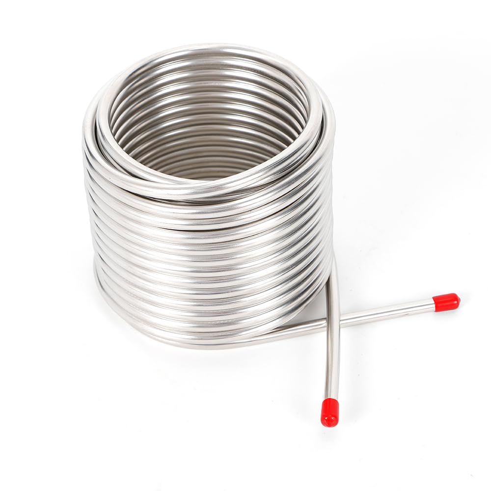 Surneis Beer Cooling Pipes, Stainless Steel Wort Chiller Beer Cooling Coils Round Stainless Steel Immersion Chiller 304 Stainless Steel Cooling Coil Pipe for 12.7qt Beer Holding Tanks, Beer Fermenters