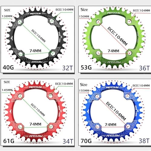 image for YBEKI Pro-Grade 104BCD Chainring (30-52T) CNC 7075-T6 Aluminum Narrow-