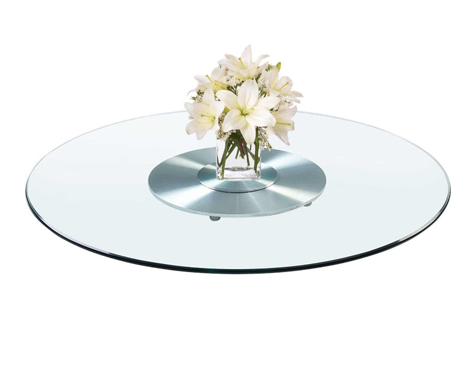 Lazy Susan Plateau tournant rond en verre transparent pour table de salle à manger 83,8 cm, 88,9 cm, 99,1 cm, 109,2 cm