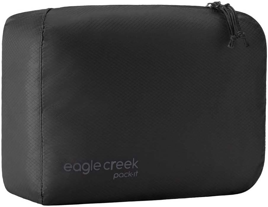 Eagle Creek Pack-It Isolate Cube - Lightweight Clothes Packing Cube for Maximizing Luggage Space - Angled Zippered Opening - Convenient Top Handle - Water-Resistant - Small - Black