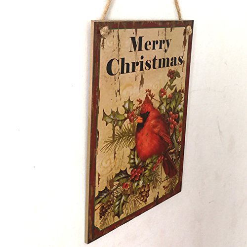 Luoem Holiday Christmas Hanging Door Decorations Wooden Wall Sign Decorative Plaque Hanger (Merry Christmas) #TOP4