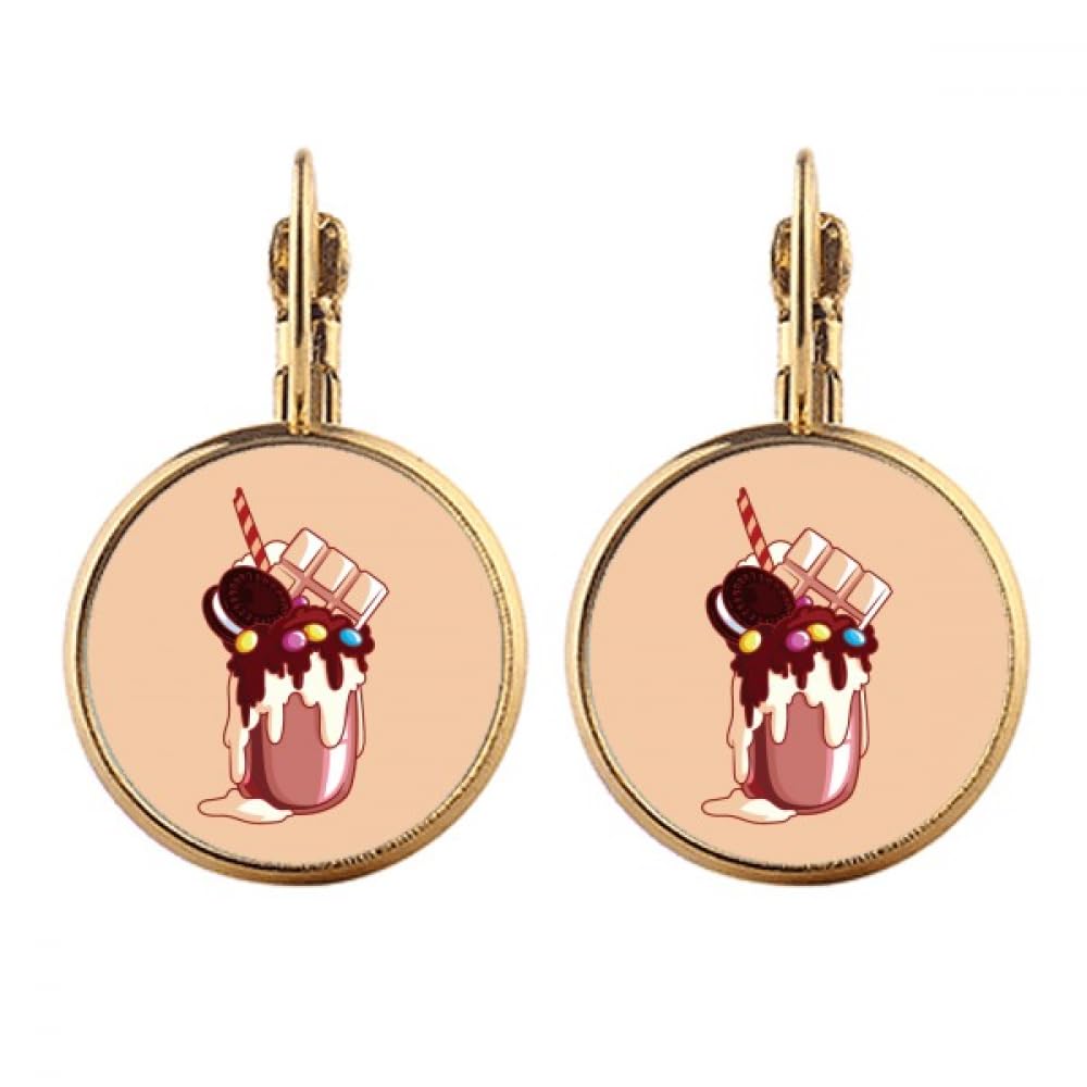 Boucles d'oreilles pendantes a clipser biscuits dorees sans douleur