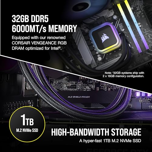 Image of Corsair Vengeance i7500 Series Gaming PC | Liquid Cooled Intel Core i7 14700KF CPU, NVIDIA GeForce RTX 4070 Ti Super GPU, 32GB Vengeance RGB DDR5 Memory, 1TB M.2 SSD