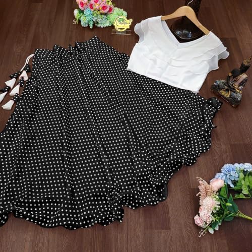 Image of Freydis Women's Georgette Regular Fit Top and Skirt Set with Elegant Design