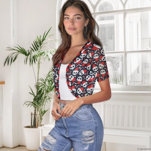Image of Womens Short Sleeve Bolero Shrug Open Front Knit Cropped Cardigan Shoulder Cover for Dress Cute Casual Knit Cover Up