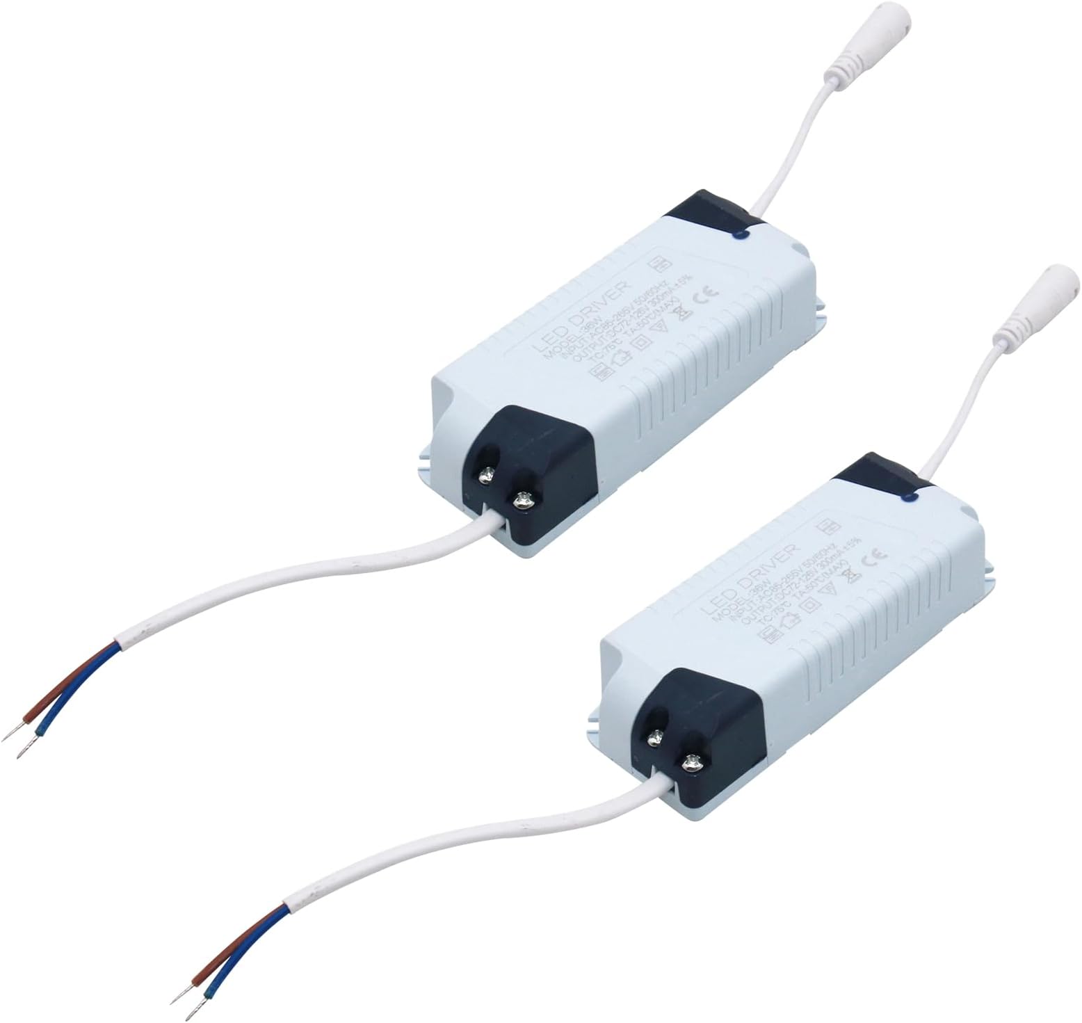 36W LED Driver 300mA Constant Current High Power AC 85-265V Output 75-144V DC Female Connector with Clip, External Power Supply LED Ceiling Lamp Rectifier Transformer