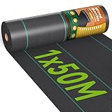 iropro Telo Pacciamatura Anti Erbacce, 1m x 50m, 50m² Telo Anti Erbacce Orto, Giardino, Tessuto Permeabile all'Acqu, Stabilizzazione ai Raggi UV,Barriere Contro Le Erbe Infestanti