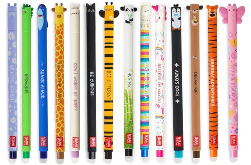 Stylos à encre gel effaçable Legami lot de 14 feutres écriture animaux