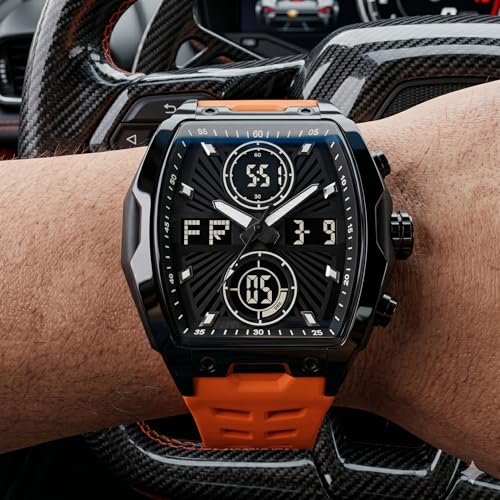 Image of V2A Impact-KUBIX 5410 Analog-Digital Watch for Men | Trendy Tonneau Shape | Bold Fashion Performance Watch with 3 Time Zones, Countdown, 50M Water Resistance, Alarm & Stopwatch