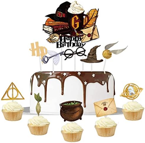 Harry Potter Cake Toppers for Boys,11Pc Harry Potter Happy Birthday Cake Toppers,Harry Potter Birthday Cake Decorations Cupcake Toppers for Girl,Kids,Men Birthday Harry Potter Theme Party Supplies