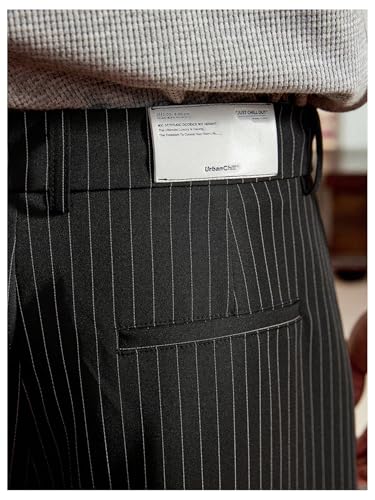 Verdusa Men's Baggy Dress Pants Striped Wide Leg Business Work Trousers with Pockets3