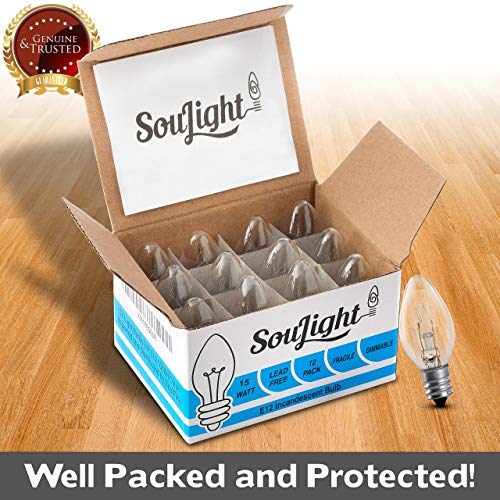 Salt Rock Lamp Bulb 10 Pack + 2 Free 15 Watt Replacement Bulbs For Himalayan Salt Lamps & Baskets, Chandeliers, Scentsy & Wax Warmers, Night Lights. Incandescent E12 Socket With Candelabra Base, C7 #TOP5