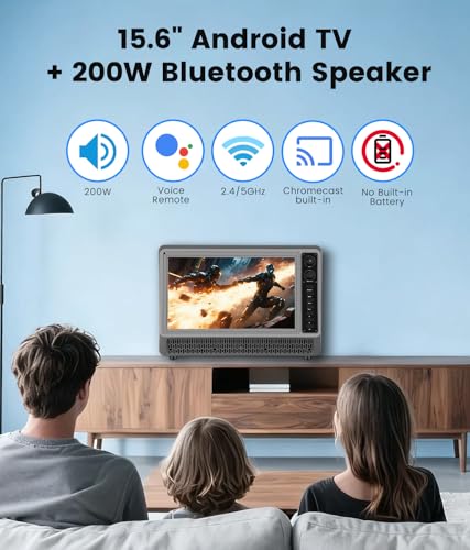 Image of Feihe 15.6 inch Small Smart TV Built-in Bluetooth Speaker System, 200W Peak Power, 1080P FHD Smart Television with Wi-Fi /HDMI /USB /AUX for Home Entertainment & Camping