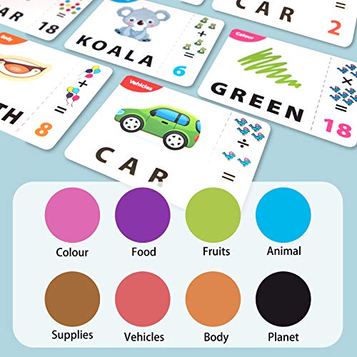 KWYZ Matching Letter Game and Number Matching Games for Kids, 2 in 1 Educational Toys for Preschool, Spelling, Reading, Counting, Objects and Color Recognition Learning Games for Toddlers (Yellow)