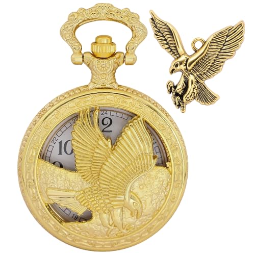 Image of Tiong Pocket Watch Pattern Vintage Quartz Pocket Watches with Chain Christmas Graduation Birthday Gifts Fathers Day