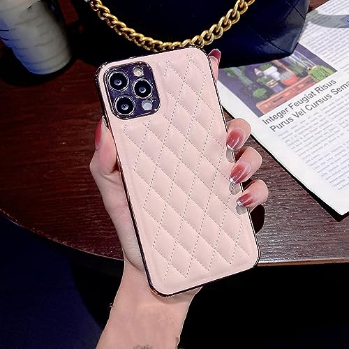 Étui de téléphone en cuir souple rose pour iPhone 7 Plus avec motif treillis de placage chic