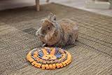 Kerbl Pet Schnüffelteppich, Kaninchenspielzeug, orange, grau, 2cm, Ø25cm, Polyester, Kaninchen, falt- und rollbar, aktiviert Geruchssinn
