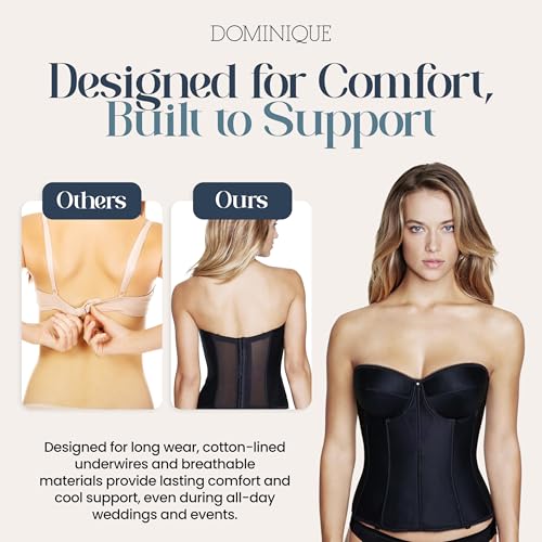 Image of Dominique Women's Backless Strapless Juliette Satin Longline Bustier Bridal Bra #8950 - Full Support- Lingerie for women