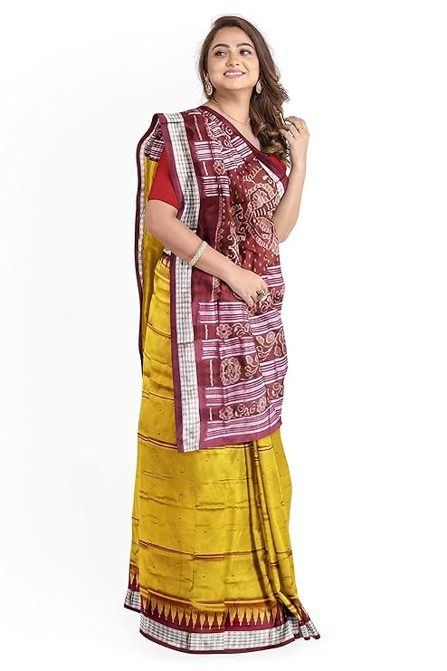 Image of Handmade Pure Bomkai Silk Saree Khandua Natural Silk Ikkat Saree For Women /Ethnic Wear /Traditonal Saree /Handloom Saree With Regular Fit Blouse Piece