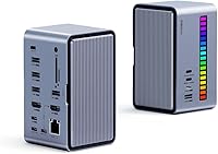 Vista 1 de Hagibis USB C Docking Station Dual Monitor, LED Strip Light USB-C Hub Type-C Adapter with HDMI, M.2 SSD Enclosure, 100W Power Delivery, USB 3.1