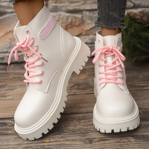 Bottines pour la Saint-Valentin : bottes courtes blanches à lacets - 2