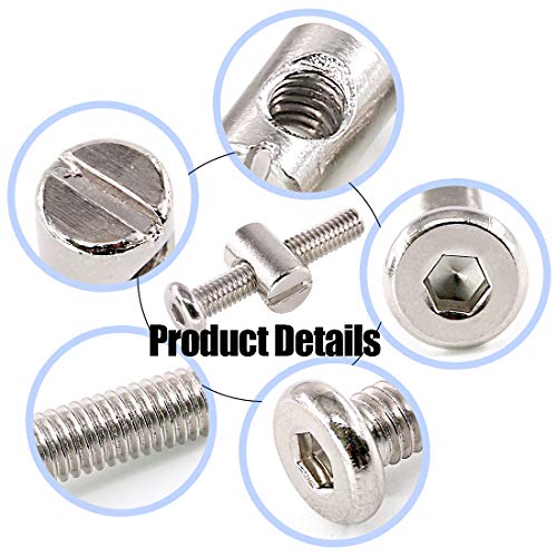 Glarks 100Pcs M6 x 40mm/50mm/60mm/70mm/80mm Hex Drive Socket Cap Furniture Barrel Screws Bolt Nuts Assortment Kit for Furniture Cots - Image 3