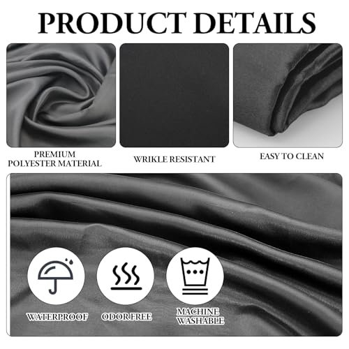 2 Pezzi Tovaglia Rettangolare, Tovaglia Tessuto Decorativo Tovaglia Tovaglia Rettangolare in Poliestere Lavabile Tovaglie per Matrimonio, Festa, Banchetto (145 * 275 cm) (Nera) - immagine 5