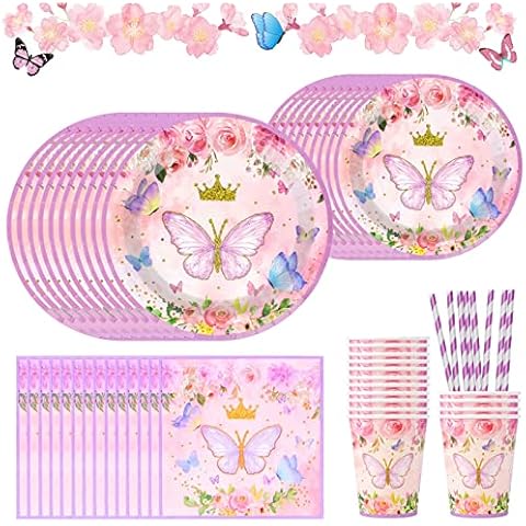 UMILKI 80 Stück Schmetterling Partygeschirr Set Cover