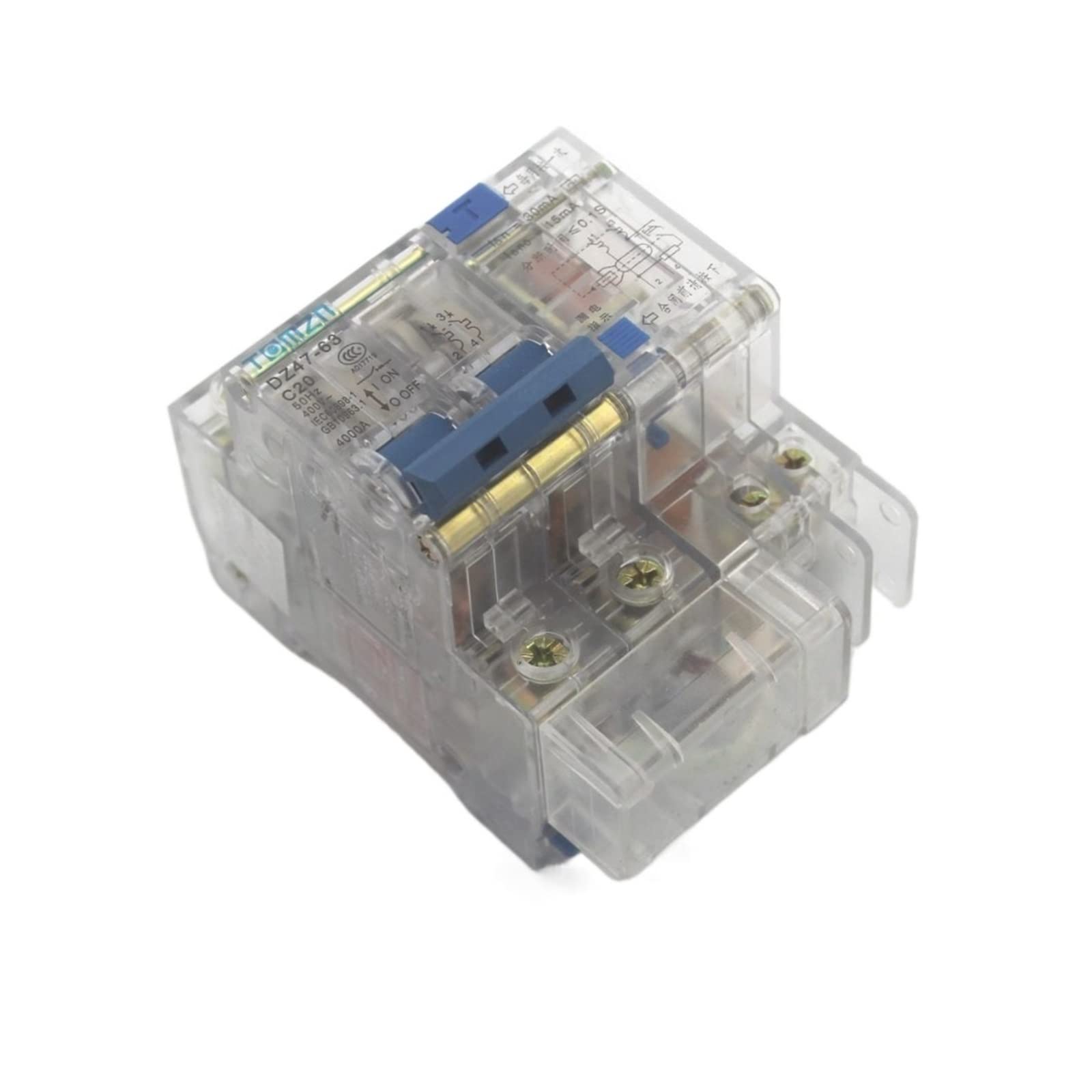 Disyuntor residual DZ47LE de 40A con doble protección de sobrecorriente y fugas monofásicas 230V