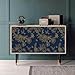 Froluya Dark Blue and Gold Vintage Floral Peel and Stick Wallpaper 17.7
