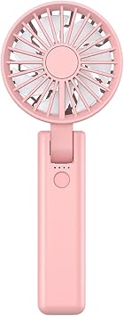 Handheld Fan, Dual-leaf Handheld Fan, 180 Degrees Foldable Charging Neck Mini,for Makeup,Travel,OutdoorPink