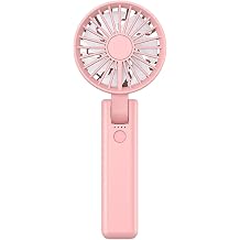 Handheld Fan, Dual-leaf Handheld Fan, 180 Degrees Foldable Charging Neck Mini,for Makeup,Travel,OutdoorPink