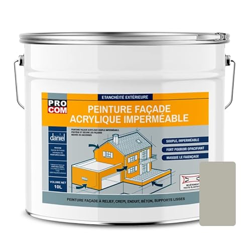 PRO COM Peinture façade crépi, façade à relief, imperméabilisation et protection des façades - Durable jusqu'à 10 ans 10 litres