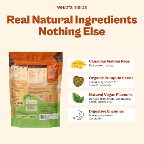 Image of Origin Nutrition 100% Natural Plant Based Protein Powder, 845 gm, European Pea Protein Isolate & Pumpkin Seed, Chocolate Flavour with 25g per Protein Per Serve
