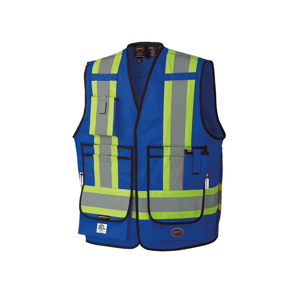 Pioneer Hi Vis FR Surveyor's Safety Vest - Flame Resistant ARC Rated - Reflective - for Men and Women