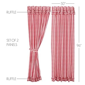 Vhcbrandsanniebuffaloruffledfarmhousecurtainpanelscheckred96x50setof2 Urban Country Home Decor Vhc brands annie buffalo ruffled farmhouse curtain panels check red 96×50 set of 2 urban country home decor