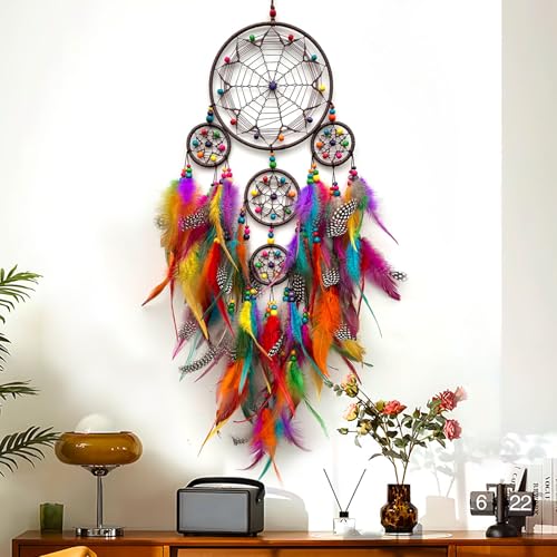 Attrape-rêves unique en plumes et fer pour transformer votre chambre en havre de paix - 5
