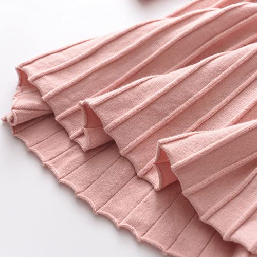 Toddler Baby Girls Sweater Dress Long Sleeve Crewneck Knit A-Line Dresses Fall Winter Warm Solid Pullover3